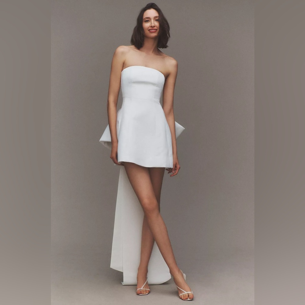 Sachin and Babi Grace Strapless White Mini Dress Bow